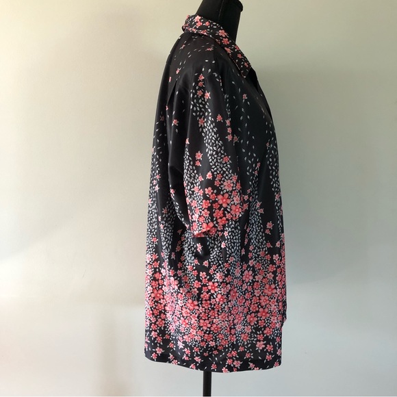 Women’s Vintage Ja-Na of Hawaii Black and Floral Button up Blouse size L - Picture 4 of 8